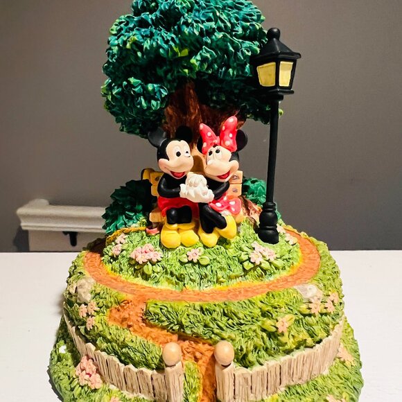 Mickey & Minnie Park Bench Figurine with Pluto – Disney Parks Resin Statue - Picture 2 of 9